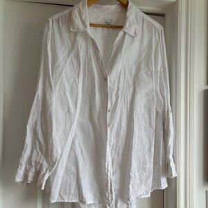 100% White Linen Button-up Shirt
